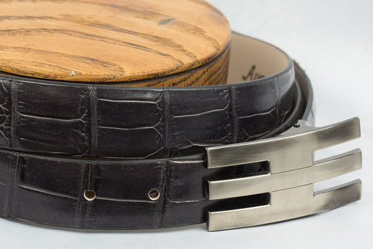 AVANTI PLUM ITALIAN LEATHER CROCODILE PRINT DRESS BELT
