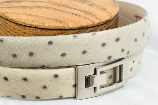 AVANTI GREY ITALIAN OSTRICH PRINT DRESS BELT