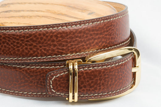 AVANTI BROWN ITALIAN LEATHER PEBBLE PRINT DRESS BELT