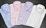 Long Sleeve Dress Shirt - Blue Fine Piquet