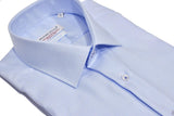 Long Sleeve Dress Shirt - Blue Fine Piquet