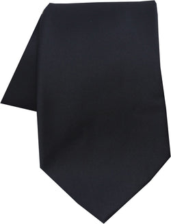 Solid Polyester Satin Tie Black