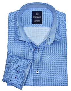 Slim Fit Blue Medallion Shirt