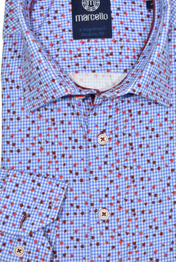 Long Sleeve Way Stretch Gingham Rose