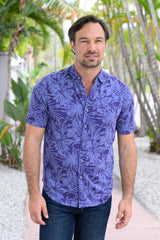 Short Sleeve Polynosic Floral Jacquard
